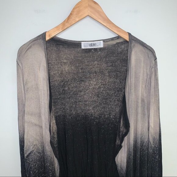 Able Cardigan Sweater Size Medium Tan Black Ombre Lightweight Flowy Open NWOT - Picture 3 of 10